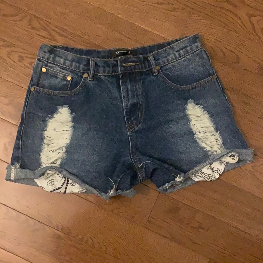 Worn once. Denim shorts